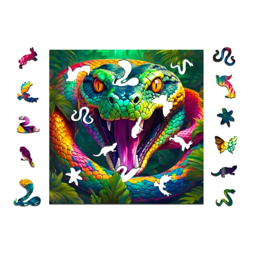 Puzzle Drewniane 25 x 25 cm WĄŻ 170 Elementów Układanka Drewniana
